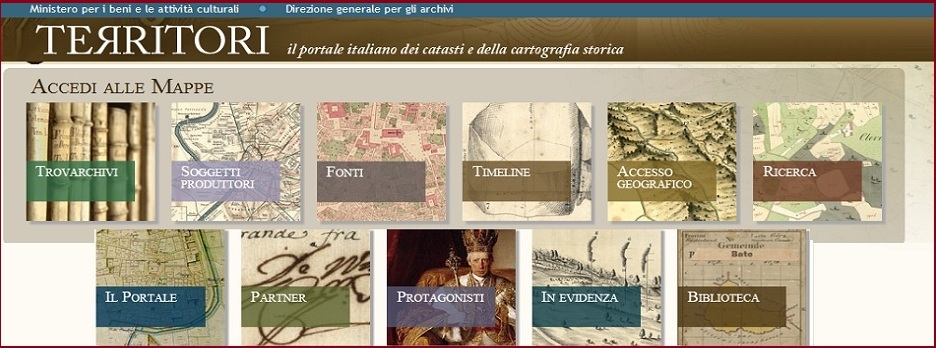 Portale-tematico: Territori. Il Portale italiano dei catasti e della cartografia storica